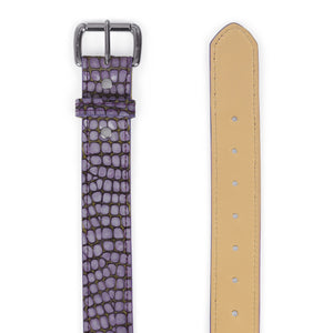 Croc Embossed Leather Belt (Purple)