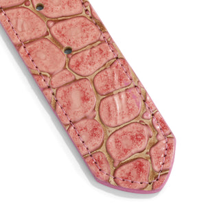 Croc Embossed Leather Belt (Pink)
