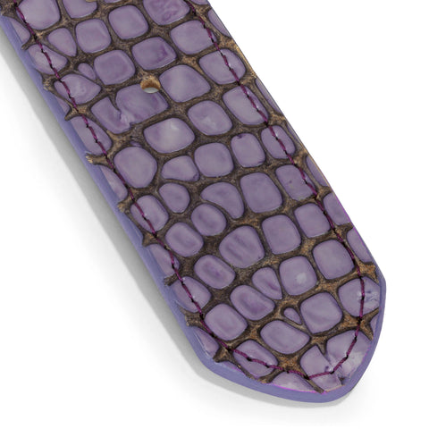 Croc Embossed Leather Belt (Purple)